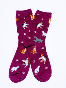 Cats & Paw Prints Crew Socks