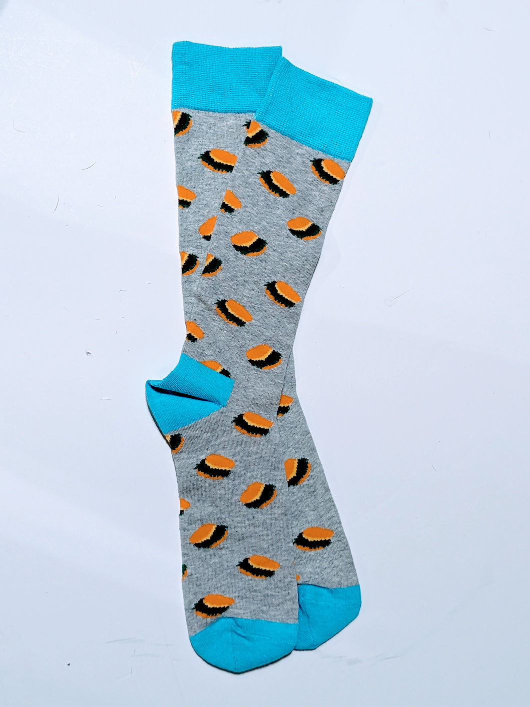 Cheeseburger Grey Crew Socks