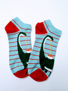 Spaghetti Brontosaurus Dino Ankle Socks