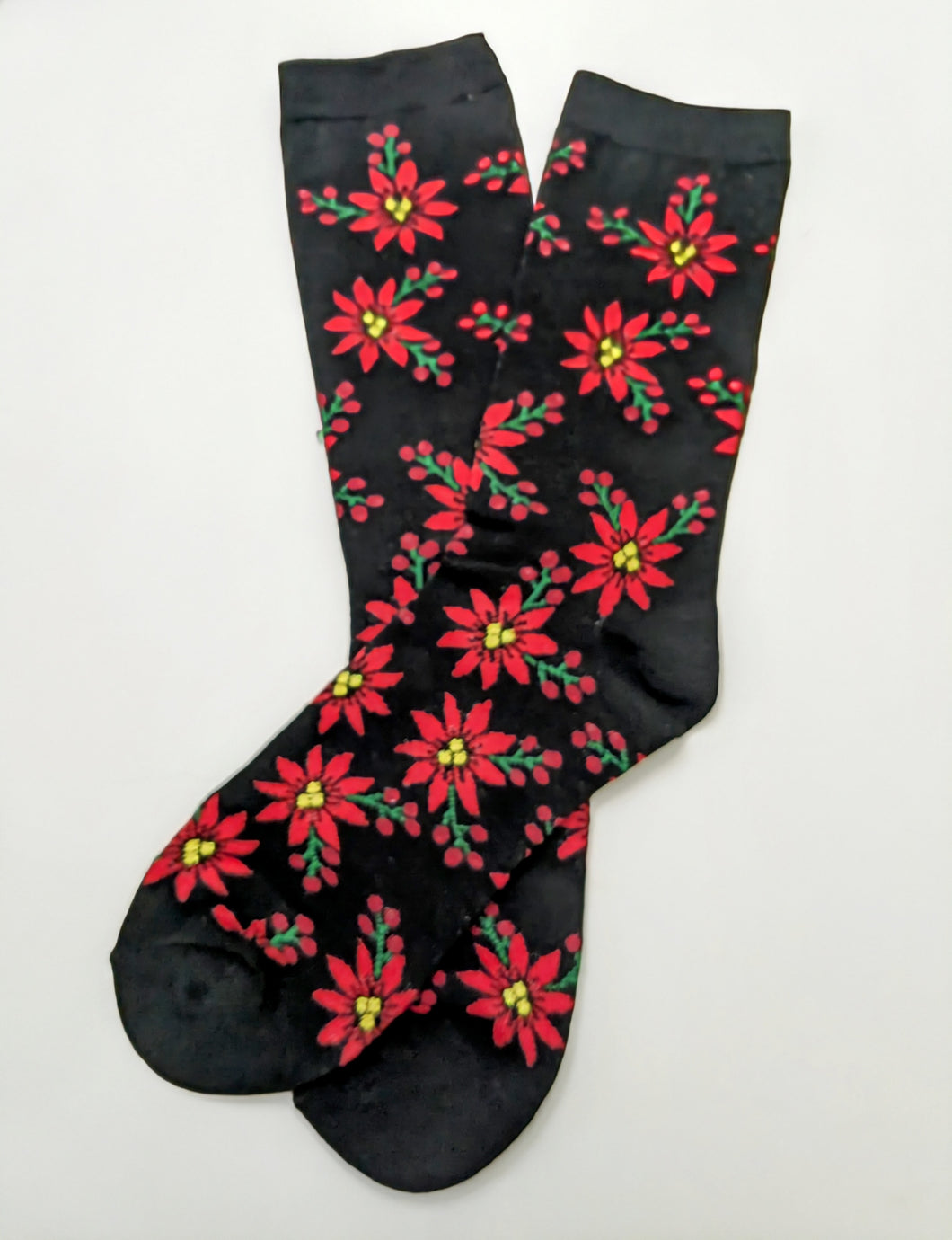 Poinsettia Flowers Crew Socks