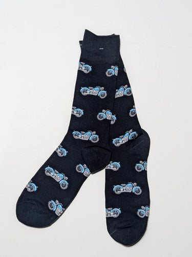 Blue Motorcycle Crew Socks