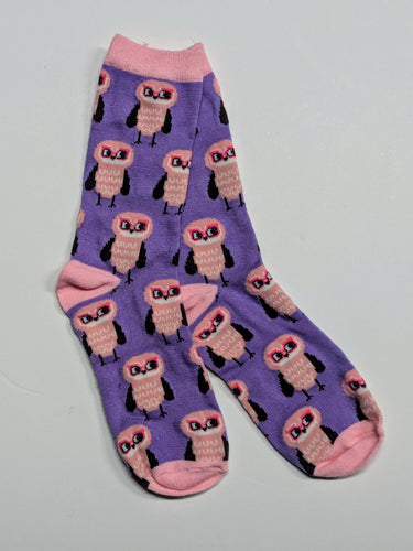 Pink Owls Crew Socks