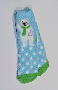 Fuzzy Polar Bear Polkadot Socks