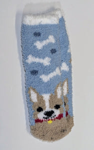 Fuzzy Dog Bones Crew Socks