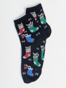 Christmas Cats Low Crew Socks