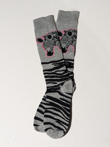 Zebra Grey Knee High Socks