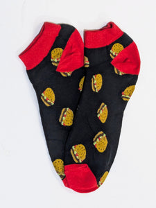 Burger Black Ankle Socks