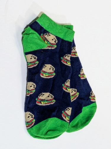 Burger Navy Blue Ankle Socks