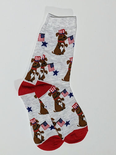 Dog American Flag Crew Socks
