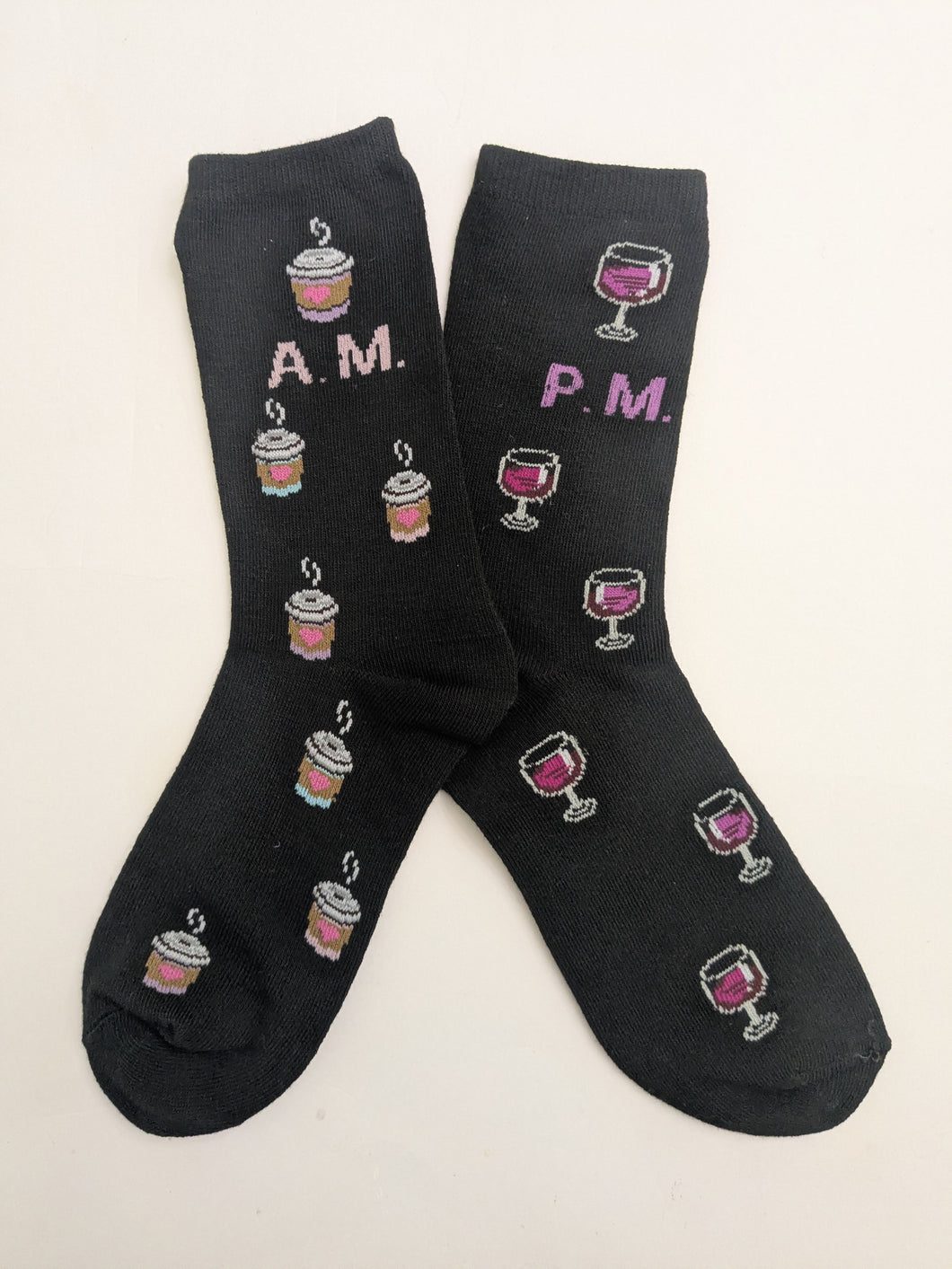 Coffee AM Wine PM Crew Socks