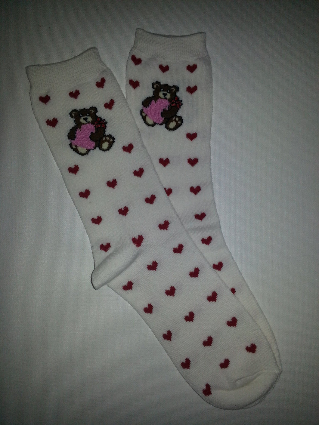 Teddie Bear Hearts Crew Sock