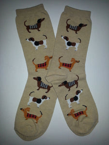 Dog Sides on Tan Crew Socks