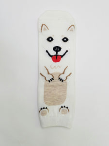 Dog White and Tan Low Crew Socks