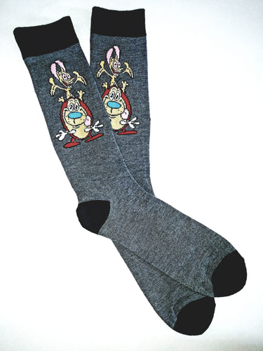 Ren and Stimpy Grey Crew Socks