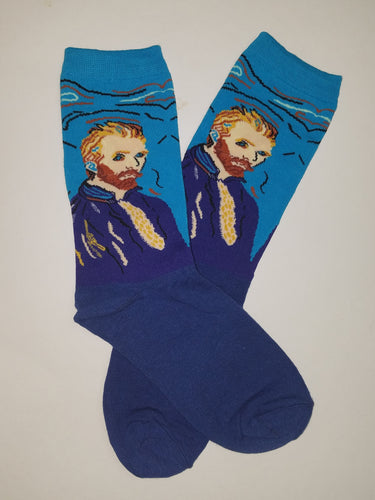 Vincent van Gogh Portrait Blue Crew Socks