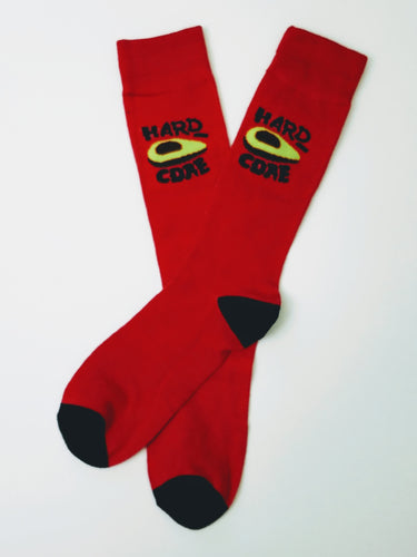 Hard Core Avocado Red Crew Socks