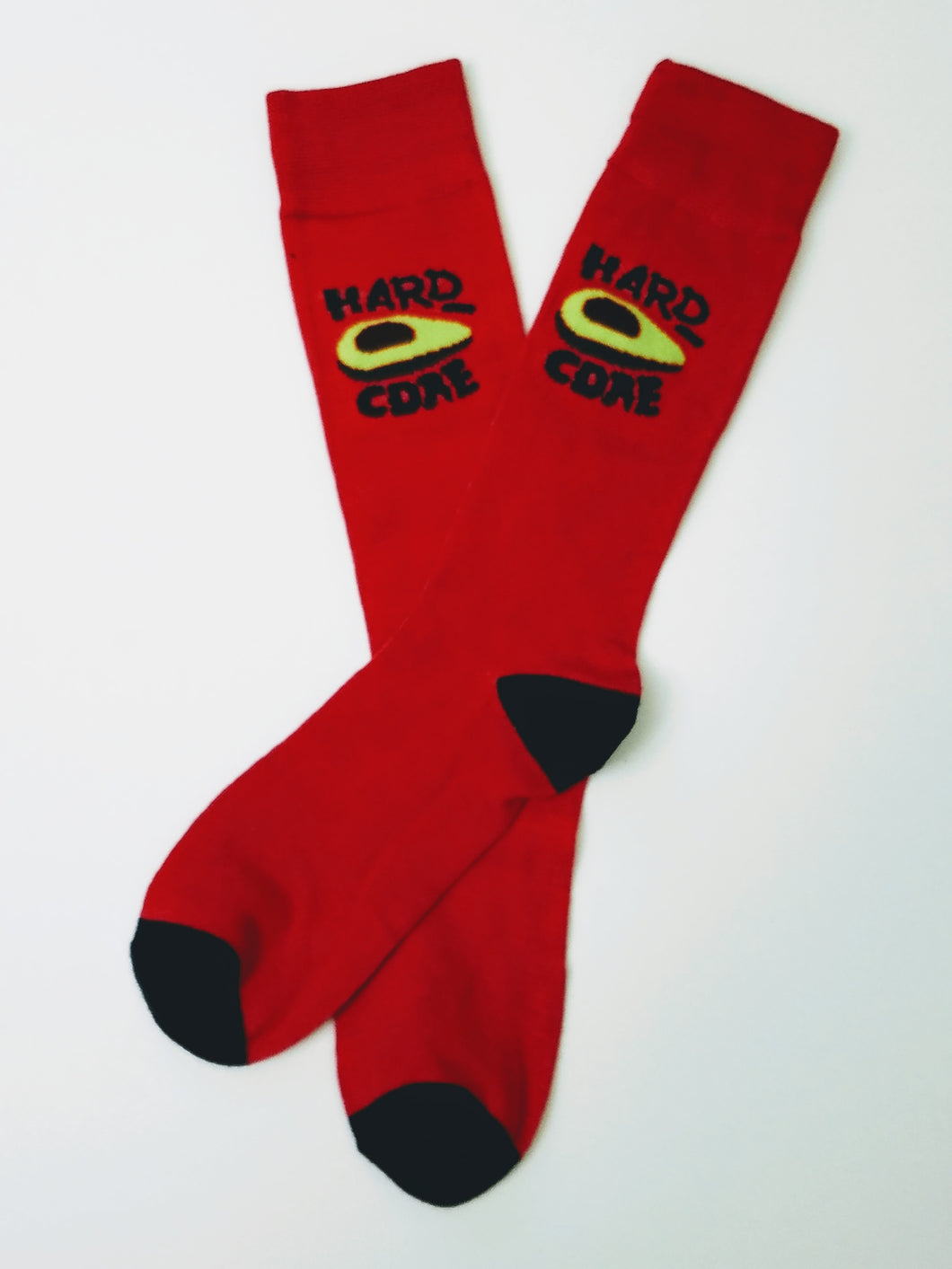 Hard Core Avocado Red Crew Socks