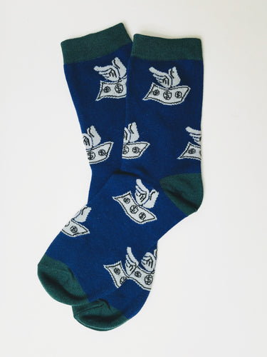 Flying Dollar Bills Money Crew Socks