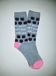 Cat 9 Lives Crew Socks