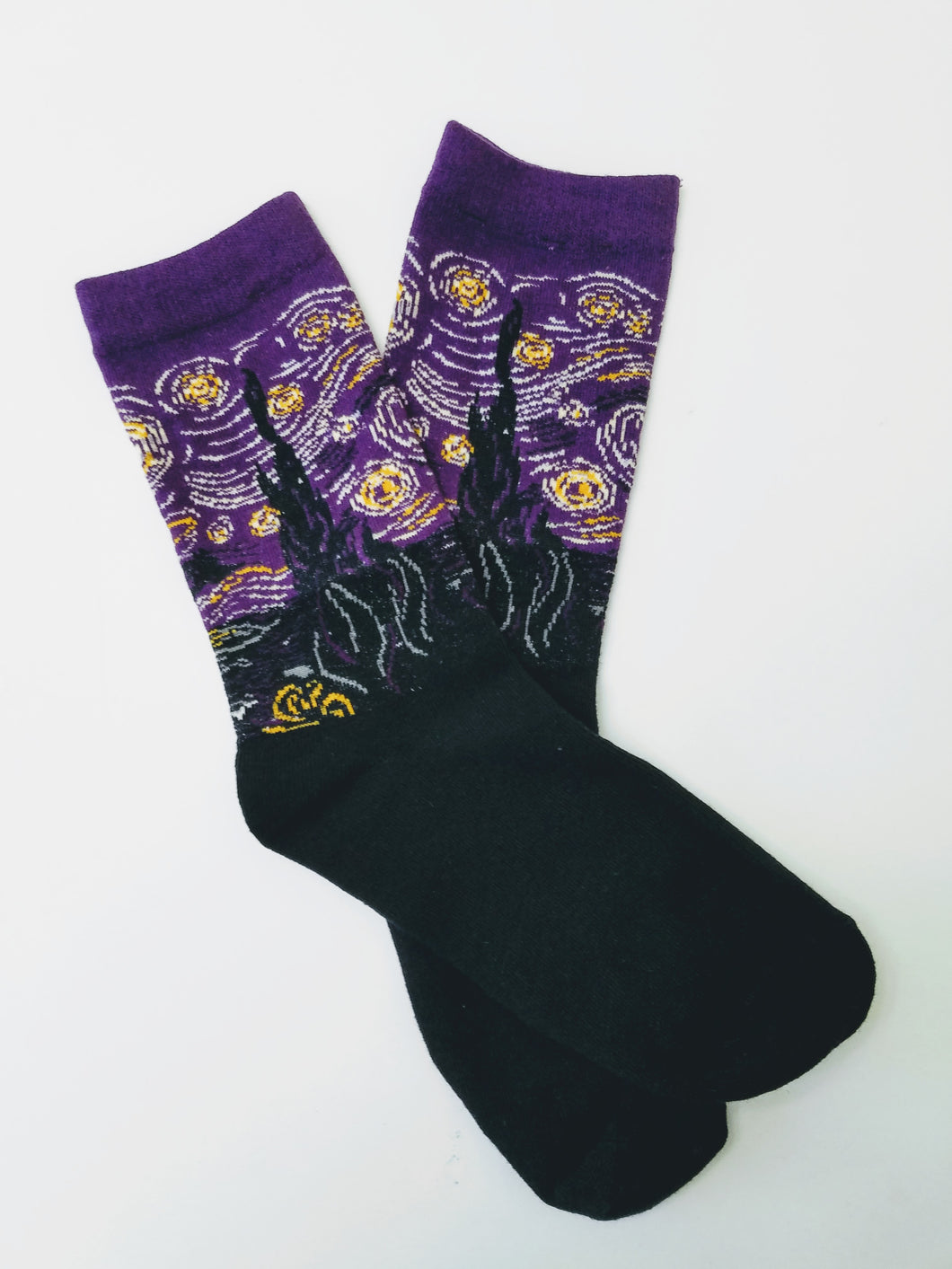 The Starry Night (in Purple) by Vincent van Gogh Crew Socks