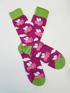 Pig w/ Wings Fly Crew Socks