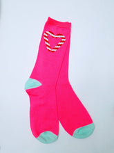 Candy Cane Heart Matching Crew Socks
