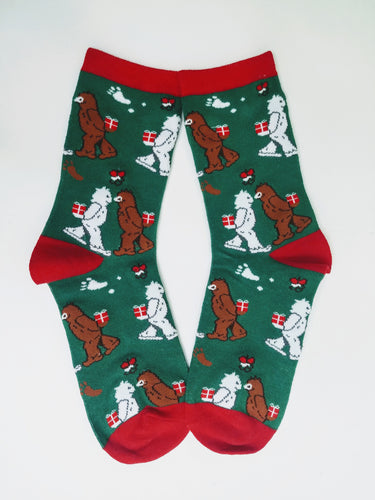 Yeti and Bigfoot Exchange Gifts Crew Socks