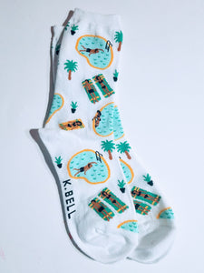 Swmming Pool Sun Tan Crew Socks