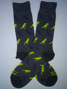 T-Rex Purple & Green Crew Socks