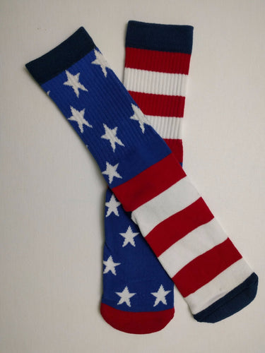 American Flag Mixed Star Thick Athletic Crew Socks