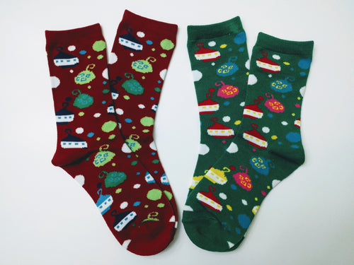 Set of Christmas Ornaments Crew Socks