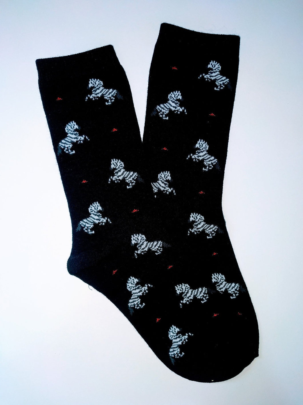 Zebra Black Crew Socks