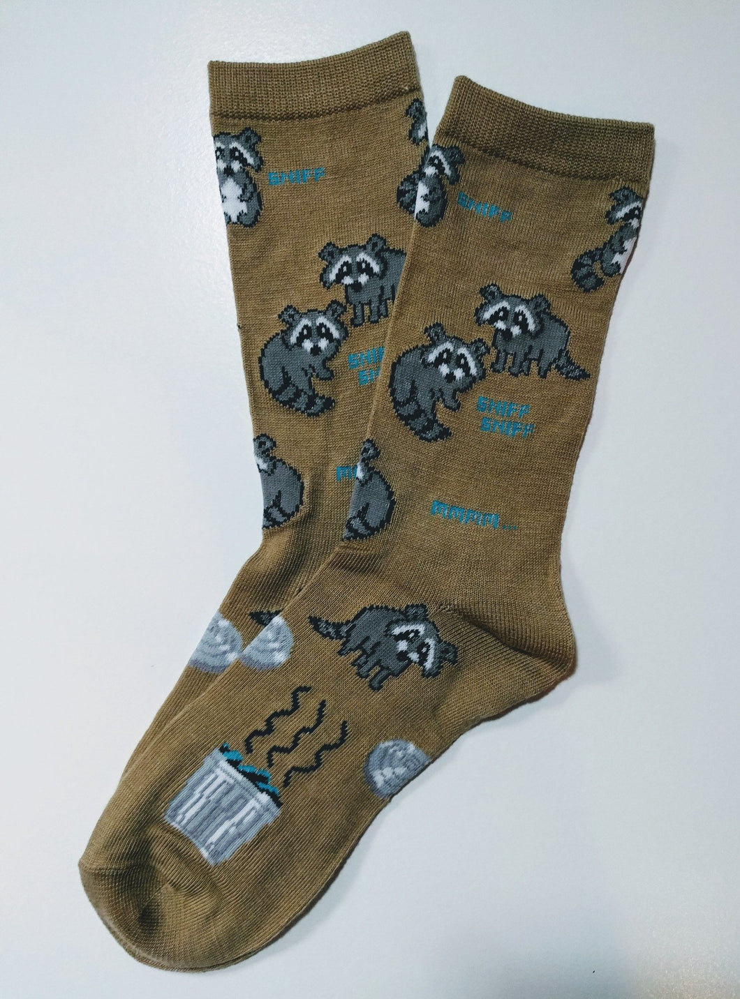 Raccoon Tan Trash Crew Socks