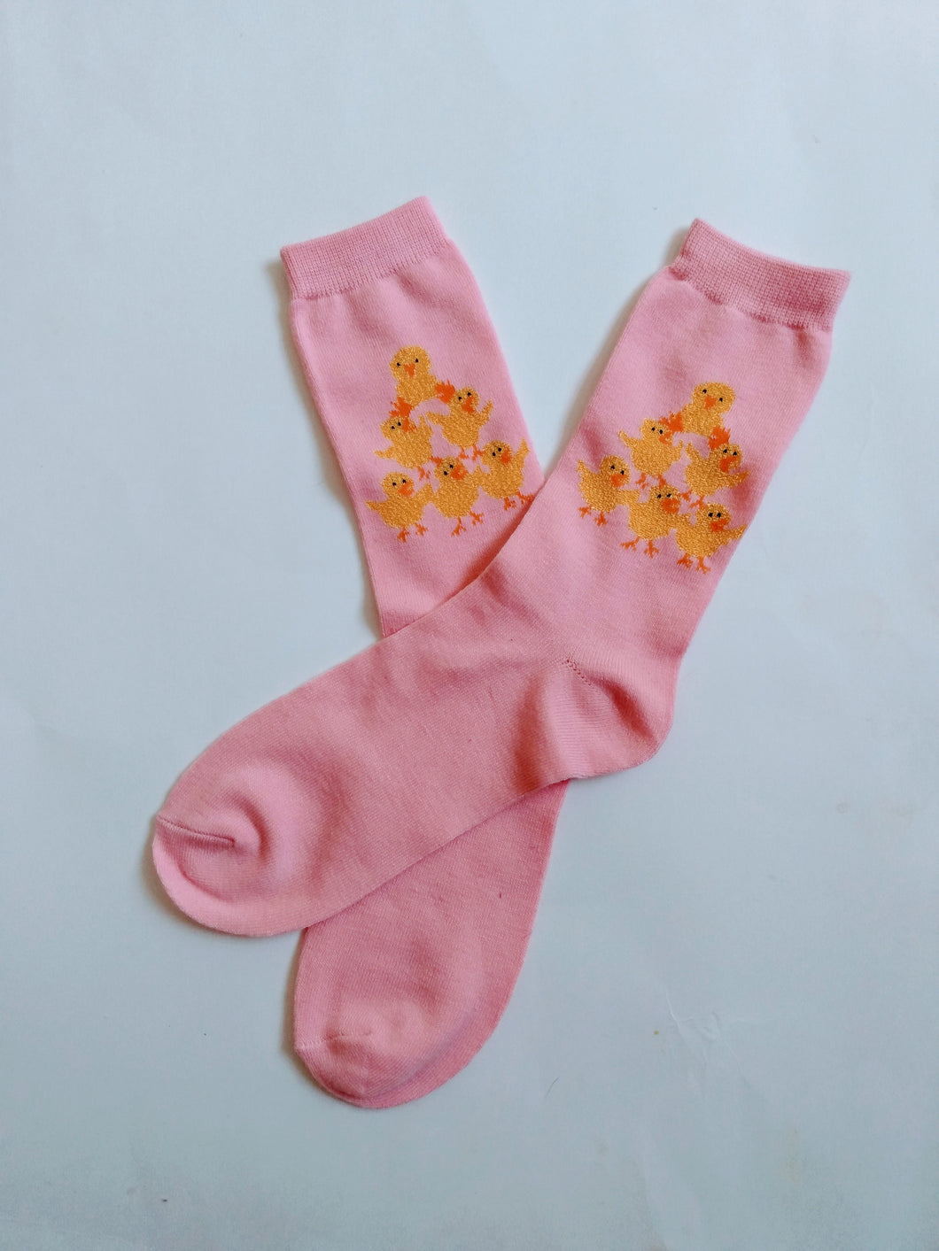 Chick Stack Pink Crew Socks