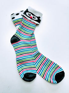 Owl Fold Down Striped Crew Socks