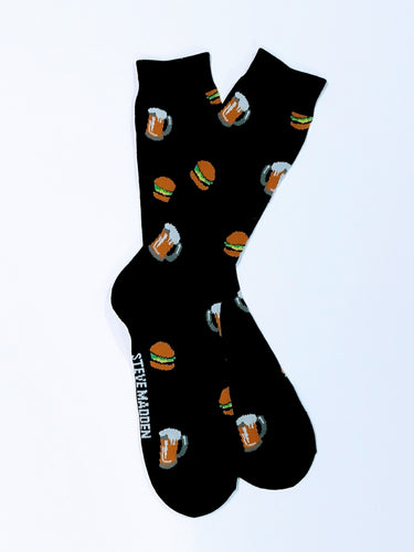 Beer Mug & Burger Steve Madden Crew Socks