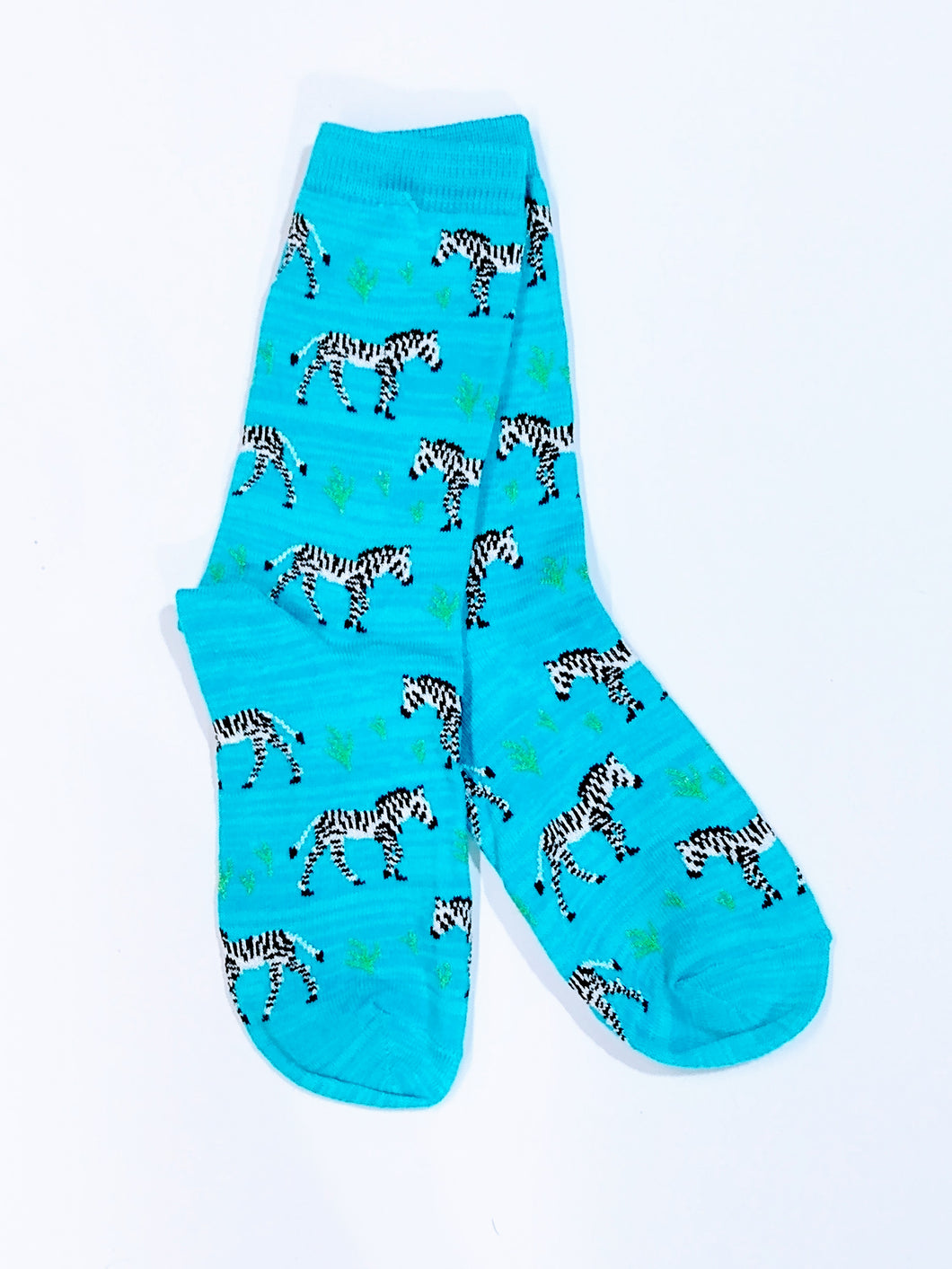 Zebra Blue Crew Socks