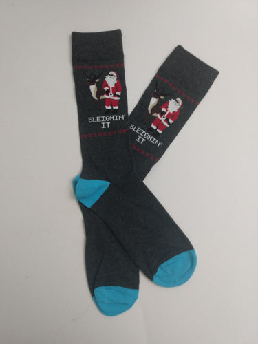 Sleighin It Santa Reindeer Crew Socks