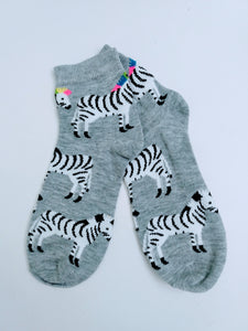 Zebra Rainbow Mane Low Crew Socks